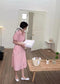 WANWAN Long Bottons Down Dress With Belt